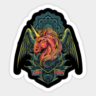 Unicorn Warrior Engraving Art Sticker